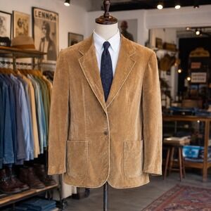 Vintage‎ Velvet Blazer 46 Tan 100% Cotton Poet Professor Ivy Academia 70s Indie